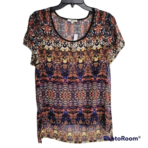 LAmade sheer multicolored short sleeve top - Picture 1 of 9